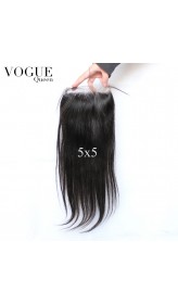 Brazilian Hair 5x5 Lace Closure Pieces,Straight,Natural Color,Free/Middle/3 Part
